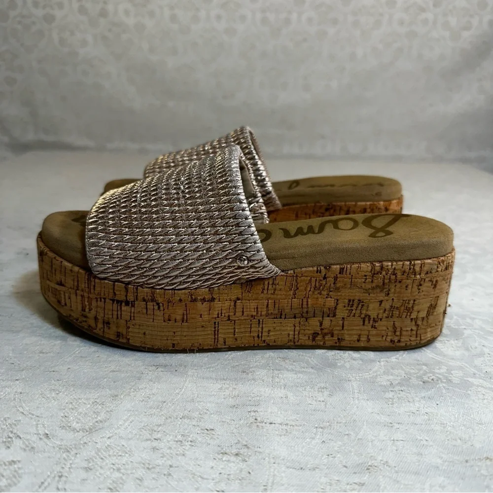 Sam Edelman Metallic Woven Wedge Sandals Size 6 - Picture 4 of 10